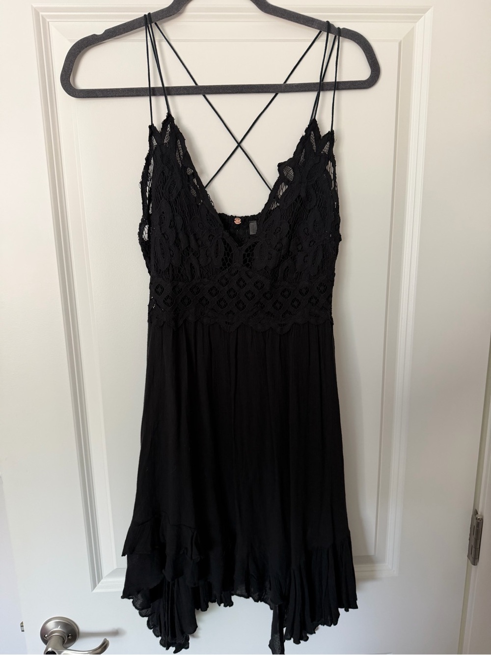 Free People Black Lace Bodice Sundress with Strappy Back